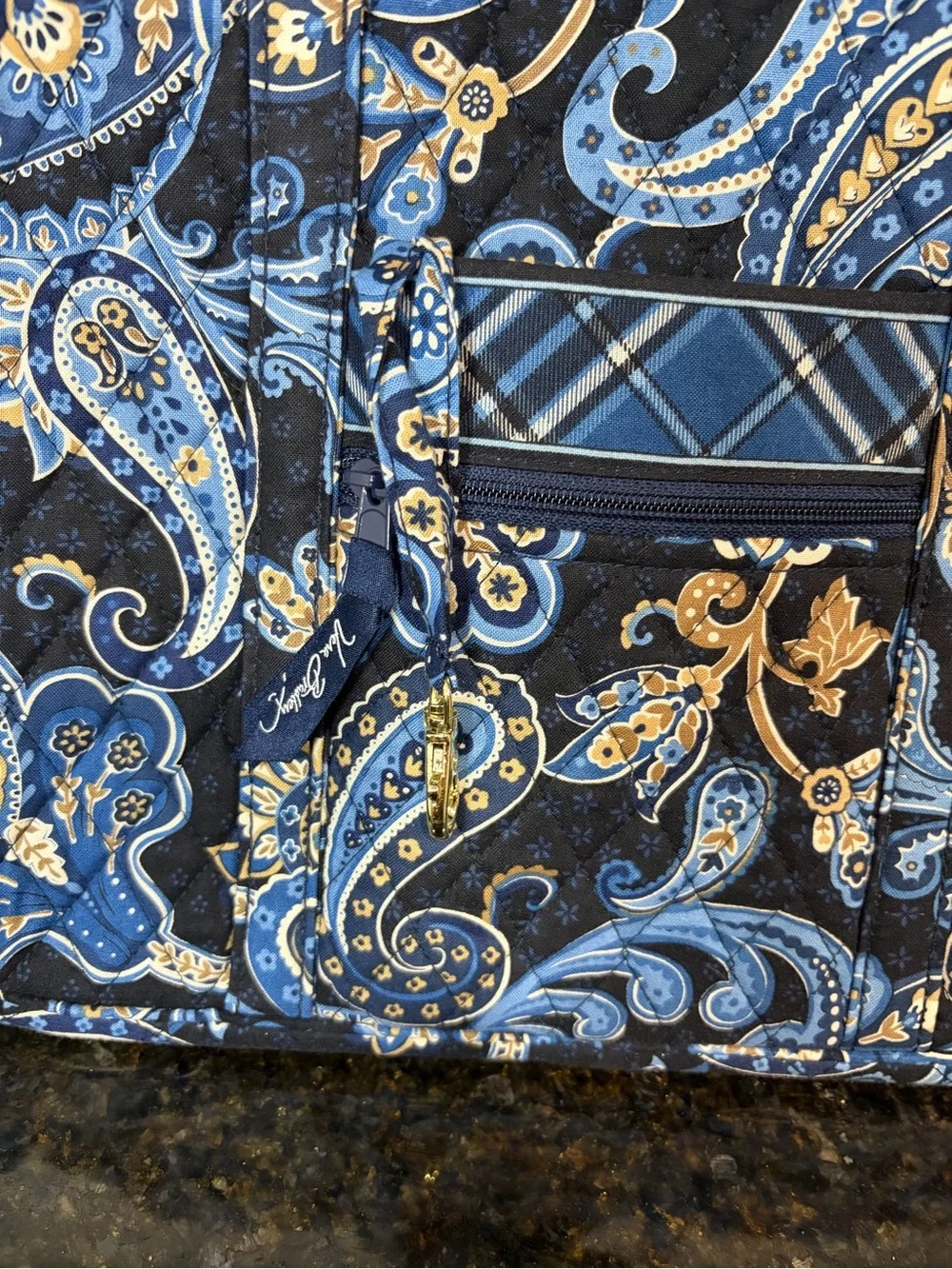 VERA BRADLEY Quilted Laptop Messenger Bag in Retired Windsor Navy *no strap*